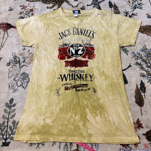 Jack Daniels Tops - Jack Daniel’s whiskey Tie dye Yellow Cotton T-Shirt XL